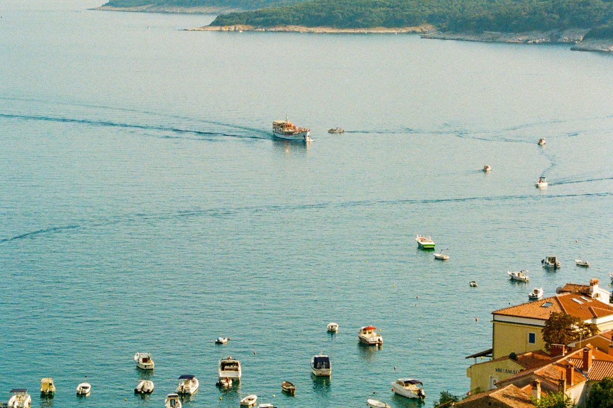 A harbour town on the Adriatic, boats at their moorings